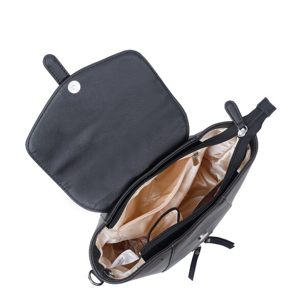 Ladies' Brown Colour Vegan/PU Leather Backpack – Stylish Daypack with Top Handle - Picture 5 of 10